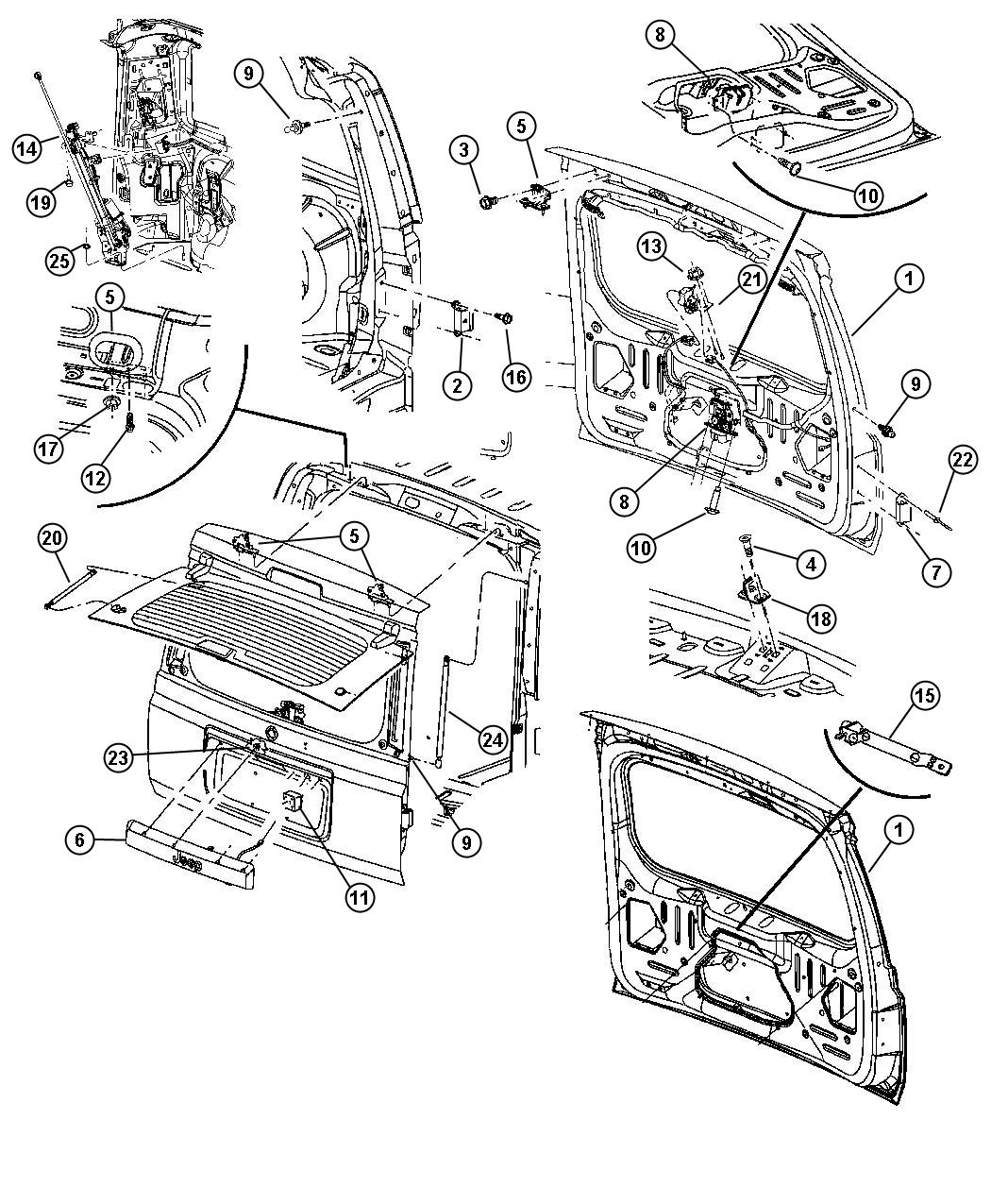 Diagram Liftgates. for your 2006 Jeep Grand Cherokee   