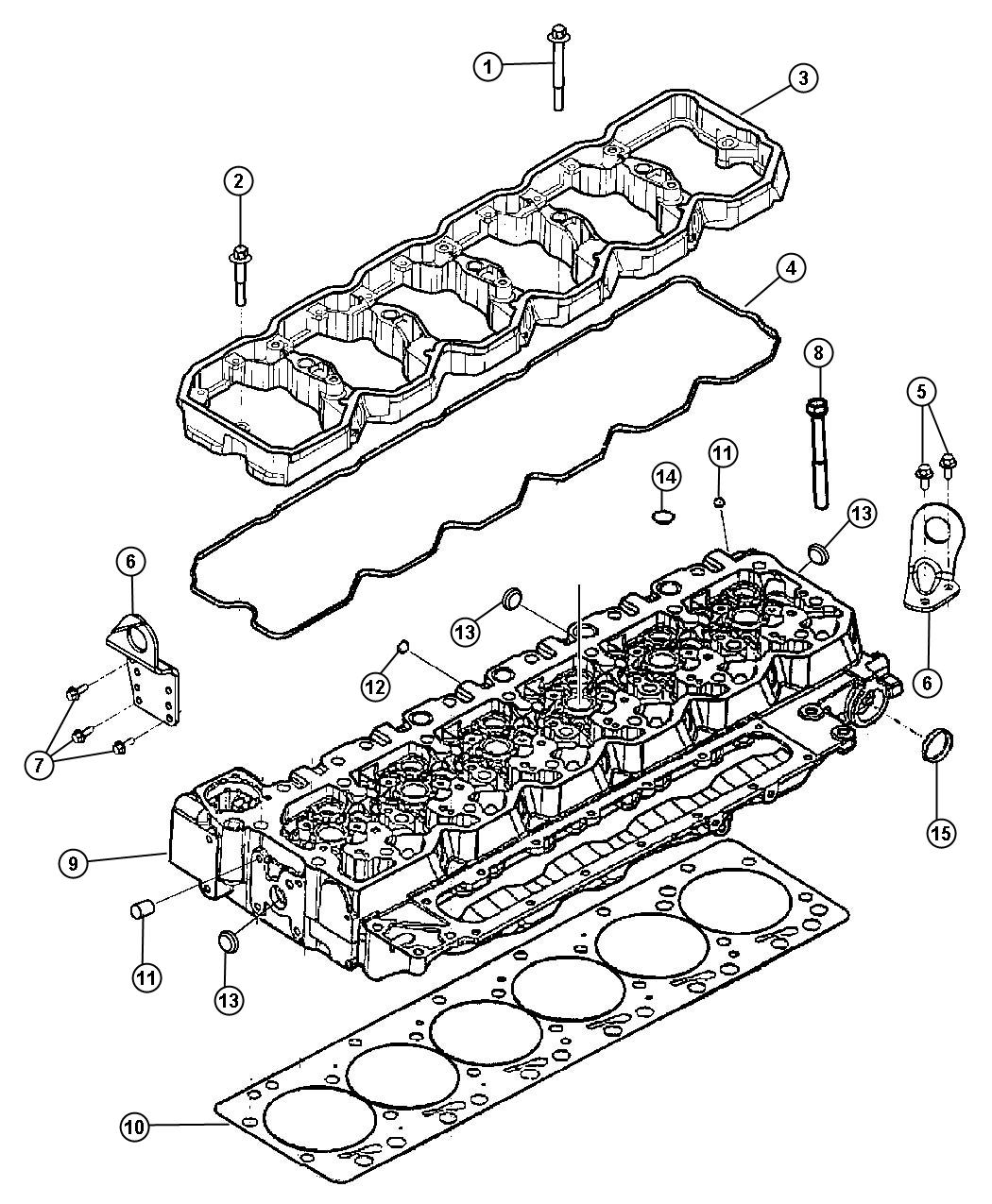 Diagram Cylinder Head And Rocker Housing 6.7L Diesel [6.7L I6 CUMMINS TURBO DIESEL ENGINE]. for your Dodge