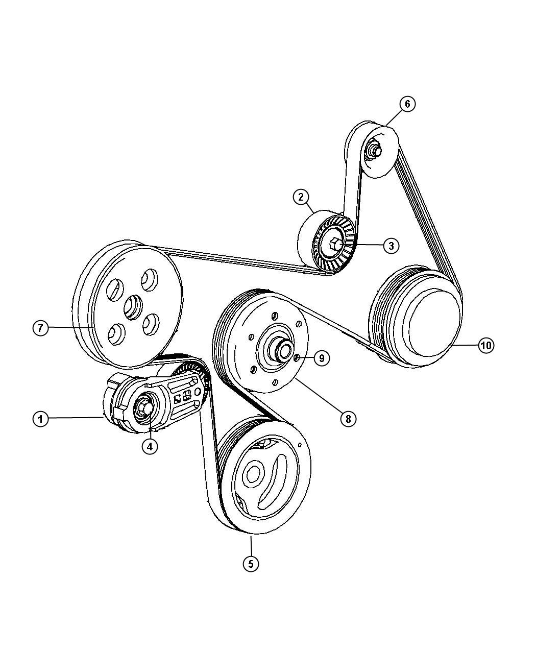 Diagram Pulleys and Related Parts Gas 3.8L [3.8L V6 SMPI Engine]. for your Jeep Wrangler  