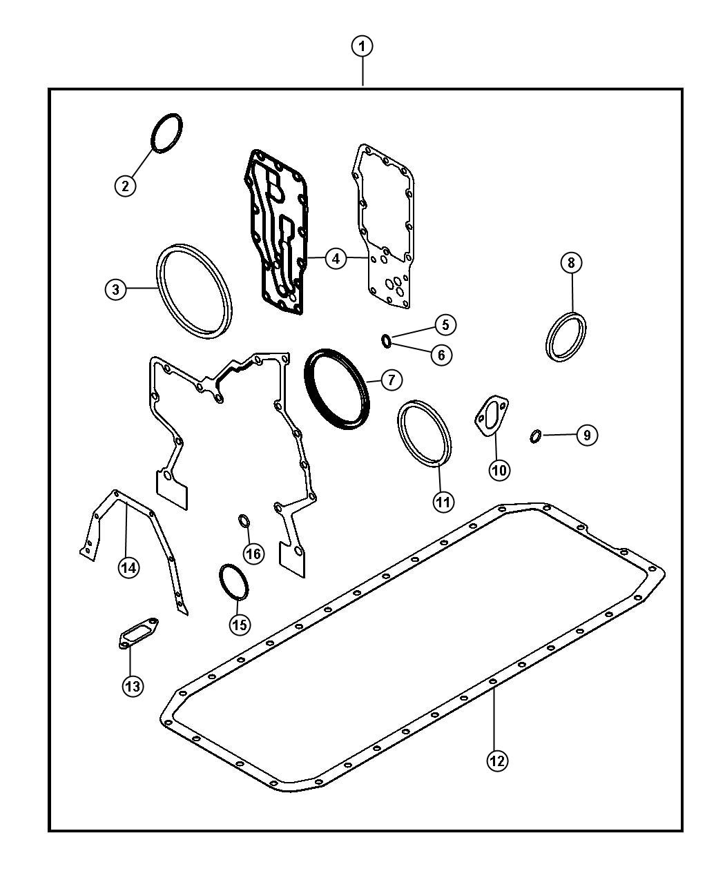 Diagram Lower Engine Gasket Package 5.9L [5.9L HO Cummins Turbo Diesel Engine]. for your 2007 Dodge SPRINTER 3500   