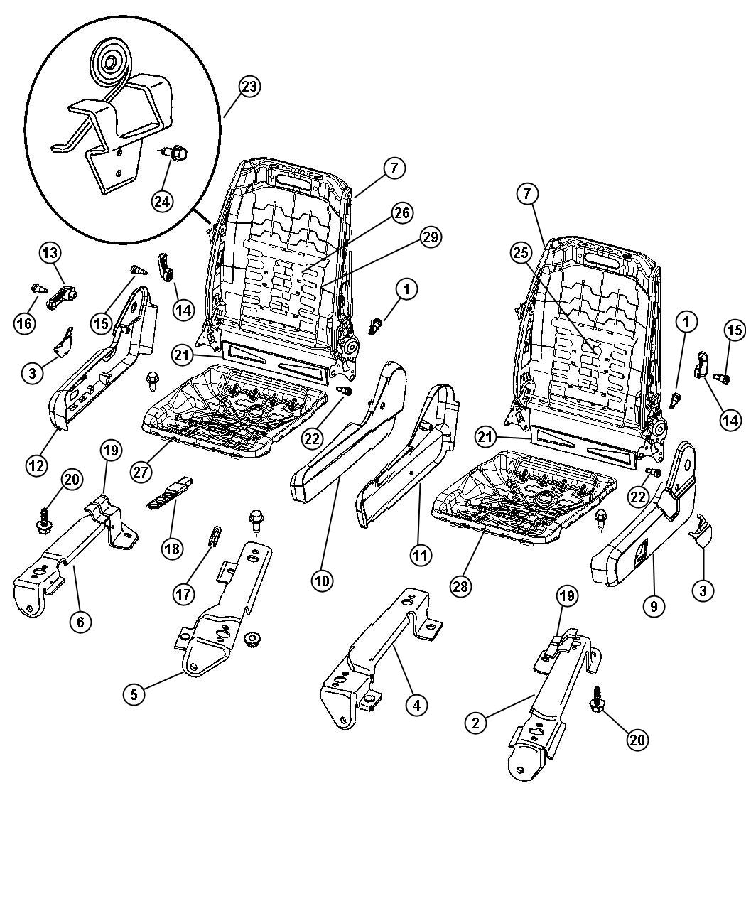 Diagram Risers-Miscellaneous Front Seat Attachments. for your Dodge