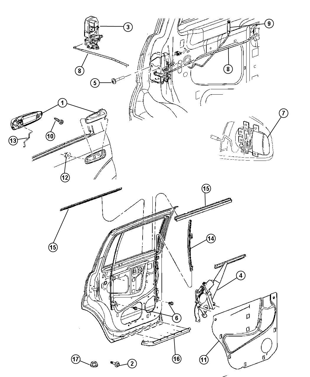 Rear Door, Hardware Components. Diagram