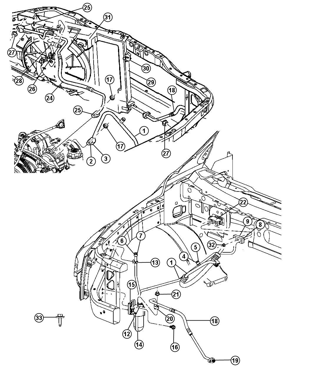 Diagram A/C Plumbing Front. for your 2014 Jeep Wrangler   