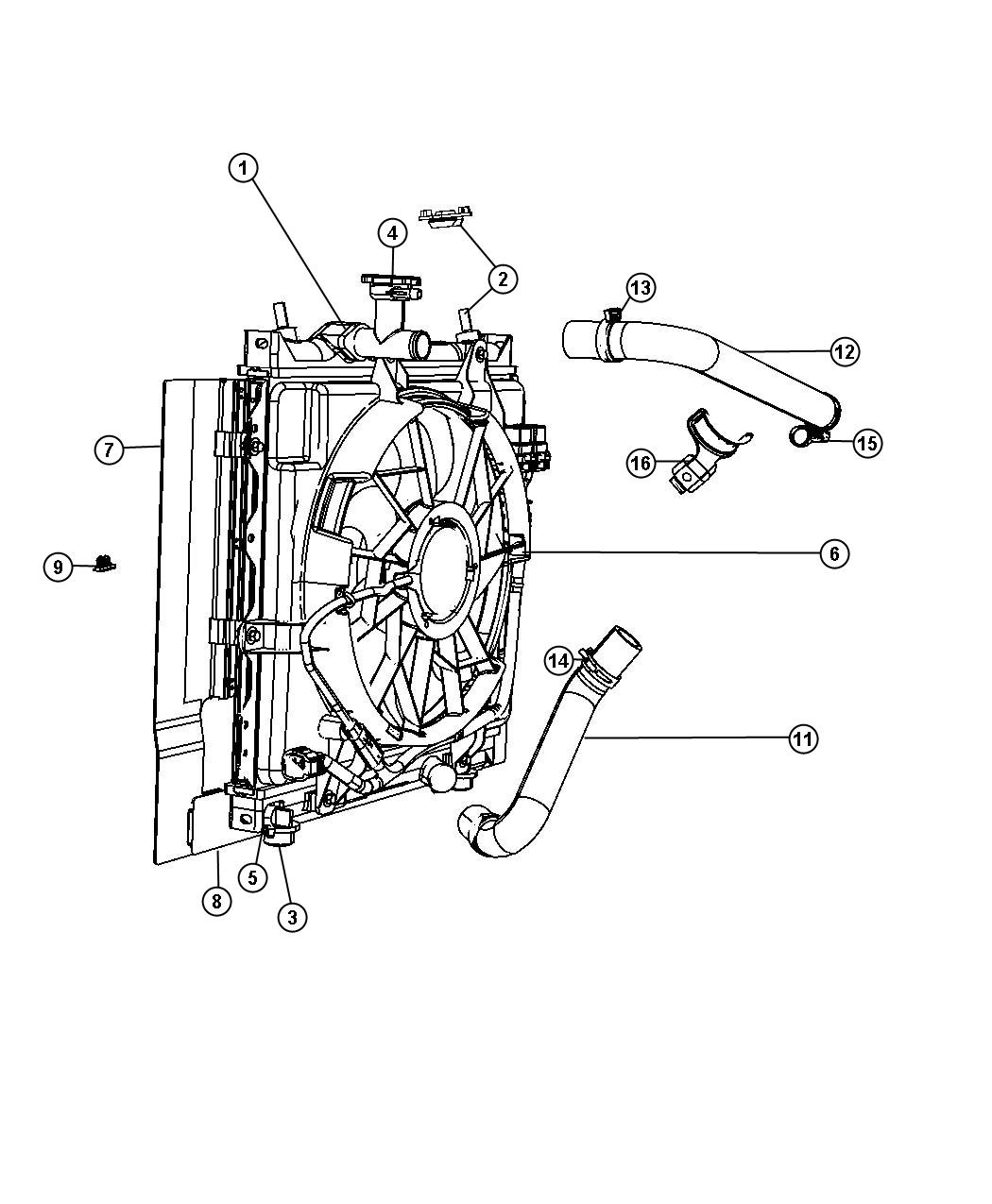 Diagram Radiator and Related Parts Gas. for your Chrysler PT Cruiser  