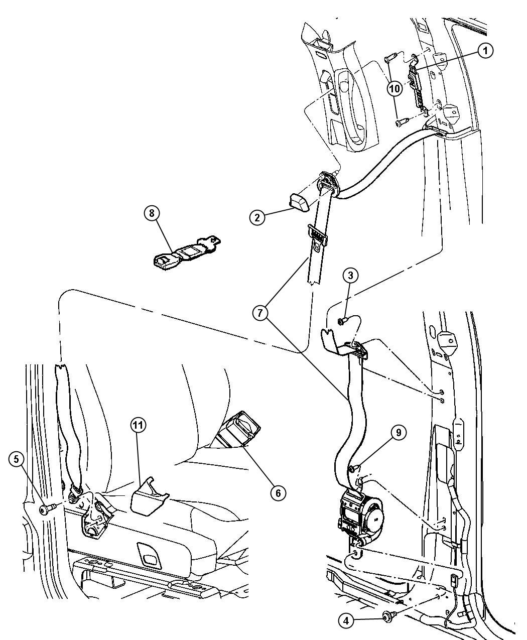 Diagram Seat Belts First Row. for your Dodge