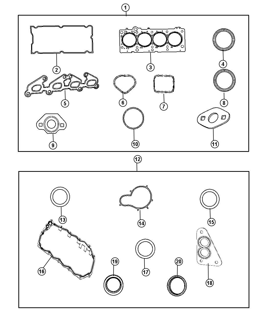 Diagram Engine Gasket Packages. for your Chrysler PT Cruiser  