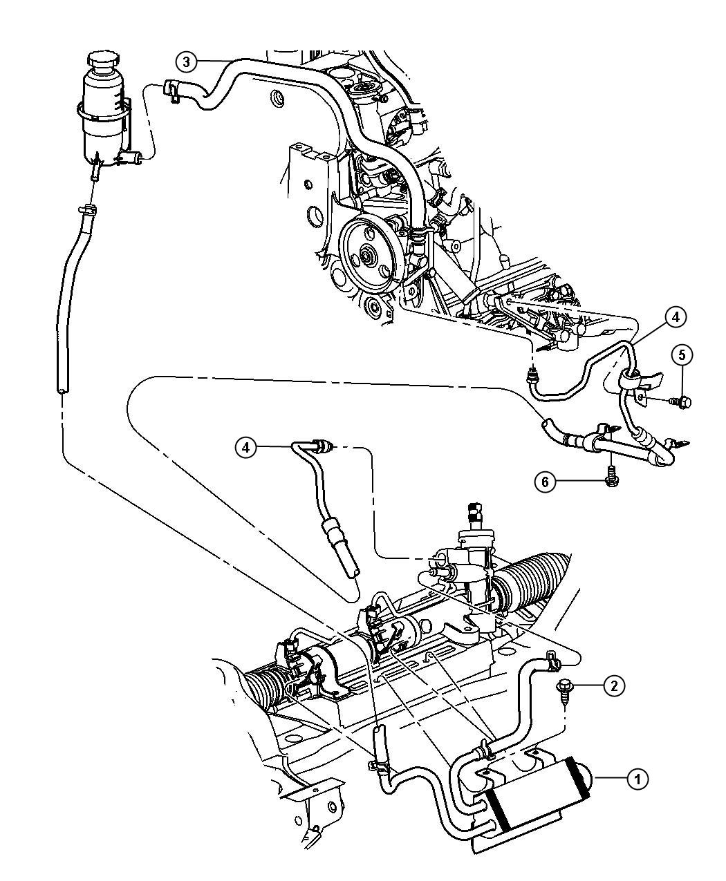 Diagram Power Steering Hoses. for your Chrysler PT Cruiser  