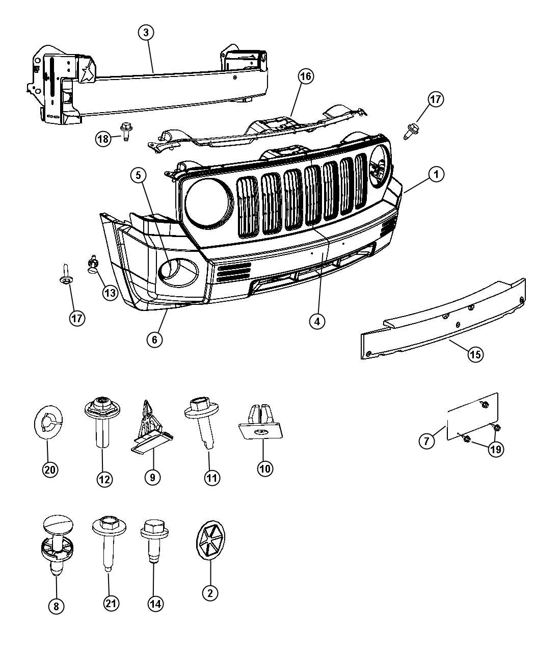 Diagram Fascia, Front, Patriot. for your Jeep Patriot  