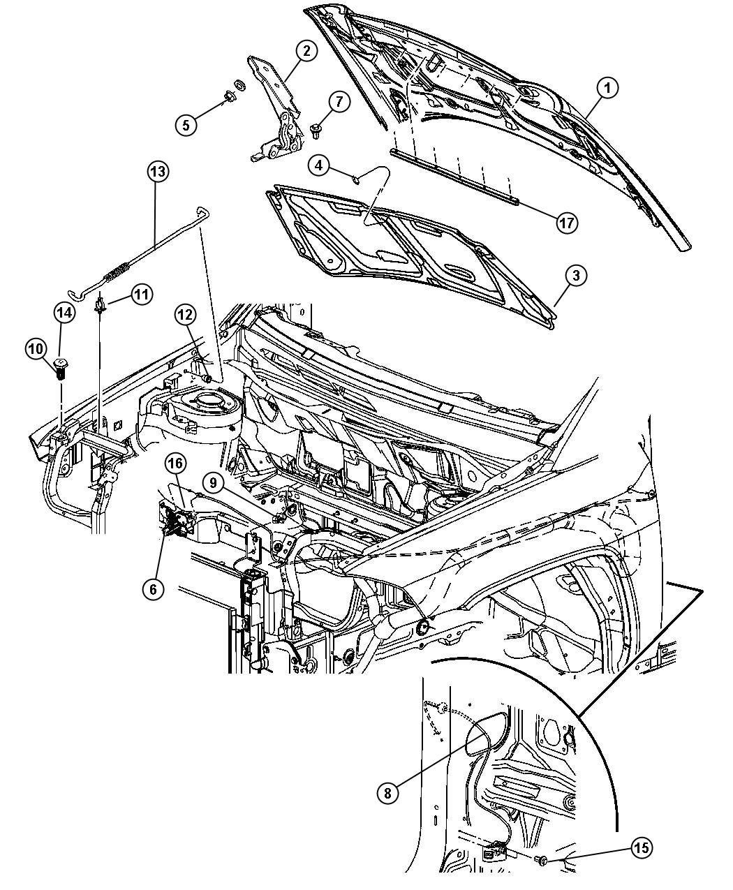 Diagram Hood and Related Parts. for your 2020 Jeep Wrangler   