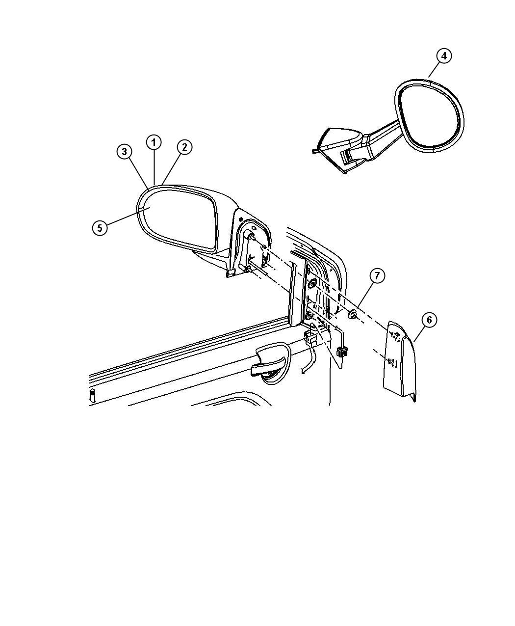 Diagram Mirror, Exterior. for your Jeep