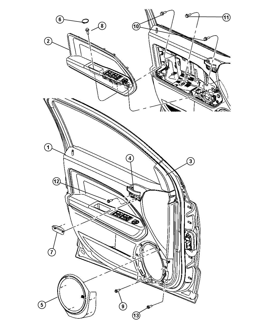 Diagram Front Door Trim Panels. for your 2020 Jeep Wrangler   