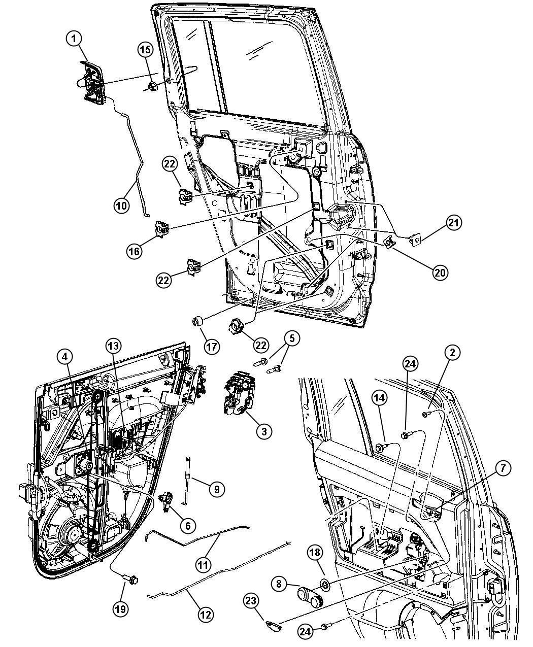 Full size assembly image of Rear Door, Hardware Components, Compass. (1/1)