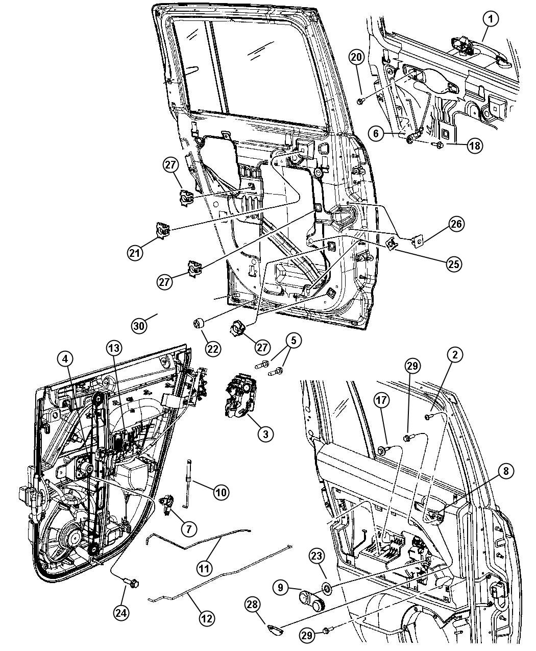 Diagram Rear Door, Hardware Components, Patriot. for your 2020 Jeep Wrangler   