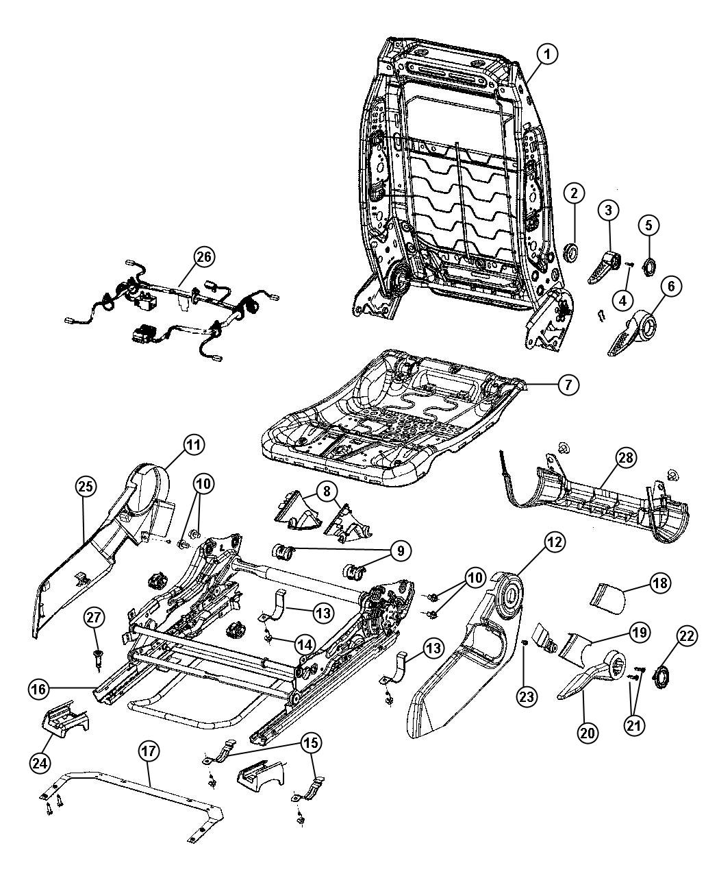 Adjusters , Recliners and Shields - Driver Seat - Manual. Diagram