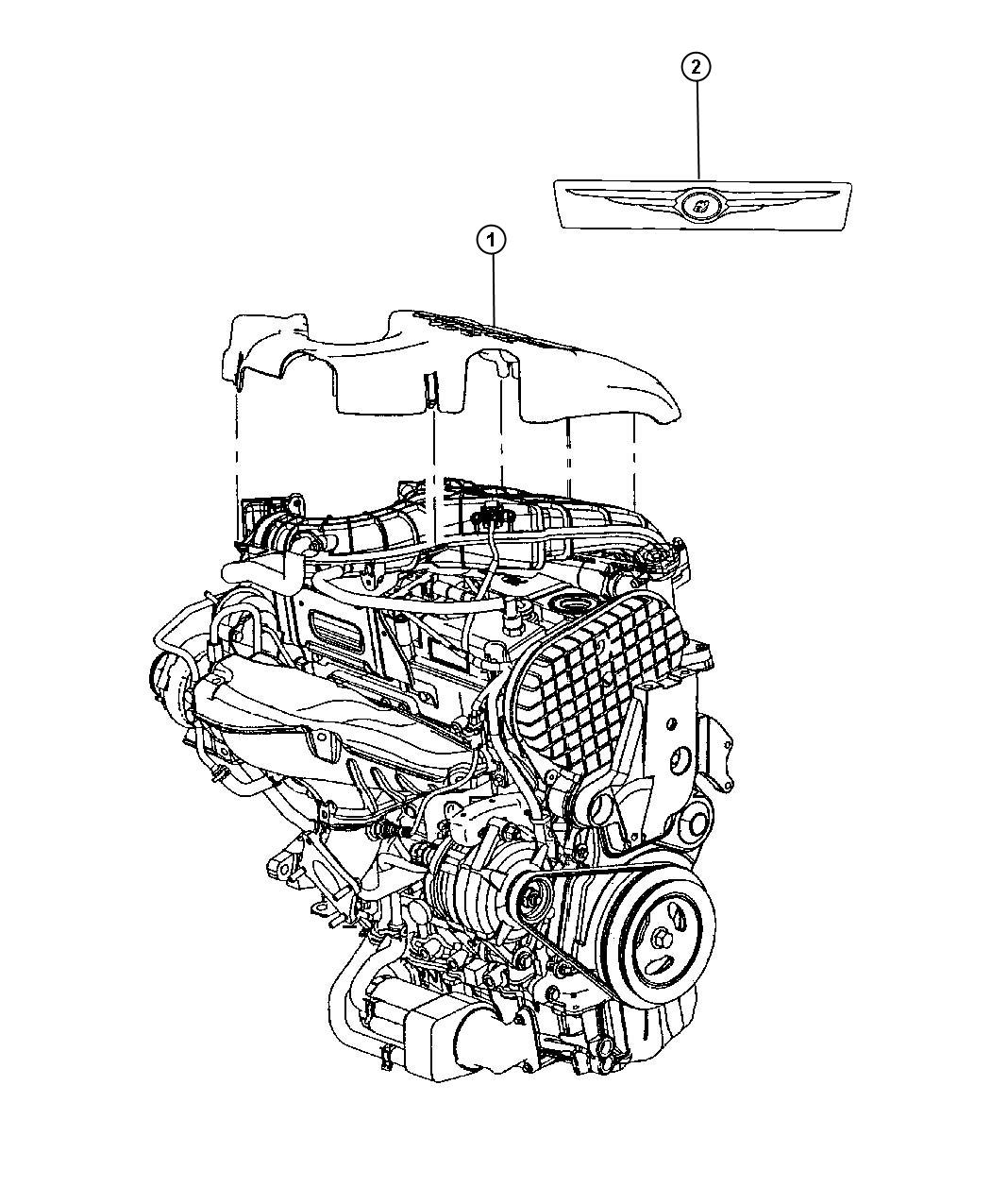 Diagram Engine Cover And Related Parts 2.4L Turbo [2.4L 4 Cyl DOHC 16V Turbo Engine]. for your Chrysler 300  M