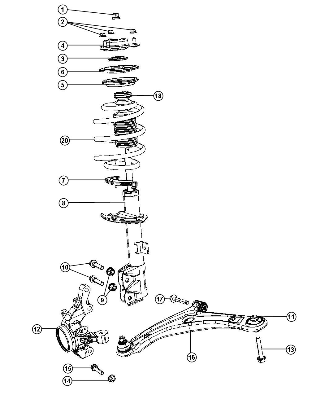 Diagram Suspension, Front. for your 2015 Jeep Patriot   
