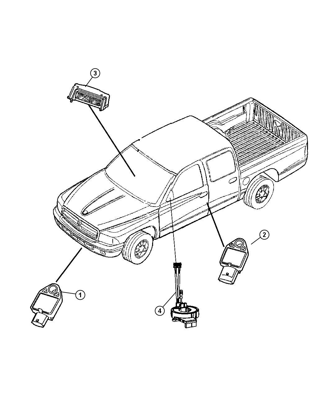 Diagram Air Bag Modules, Impact Sensors and Clock Spring. for your Dodge