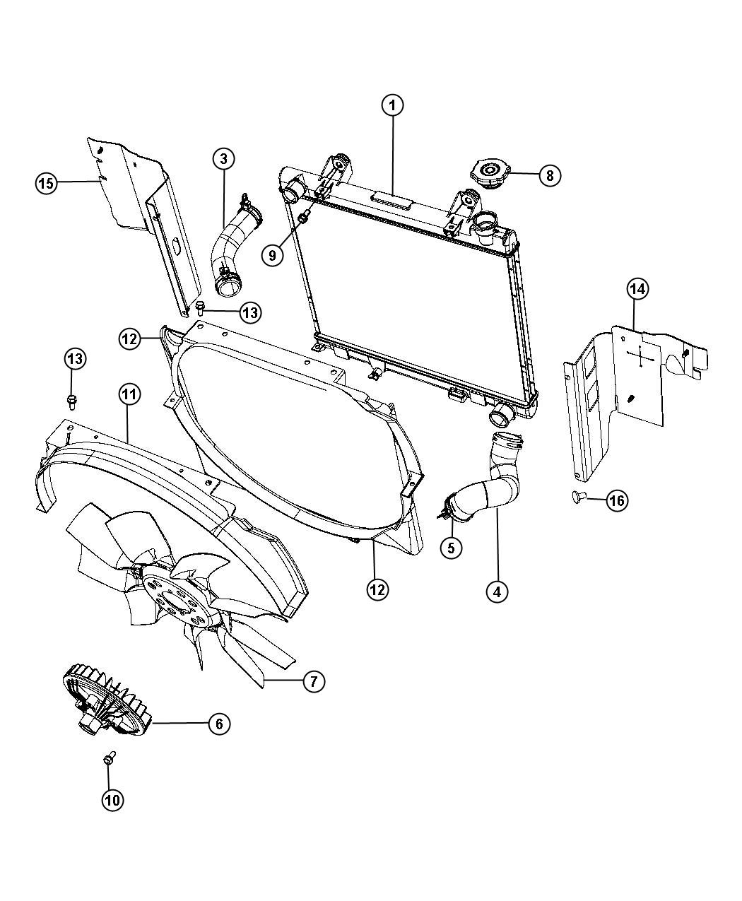 Radiator and Related Parts Gas. Diagram