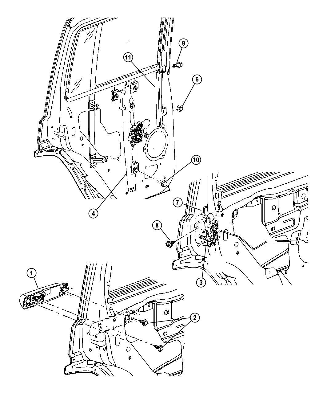 Rear Door, Hardware Components. Diagram