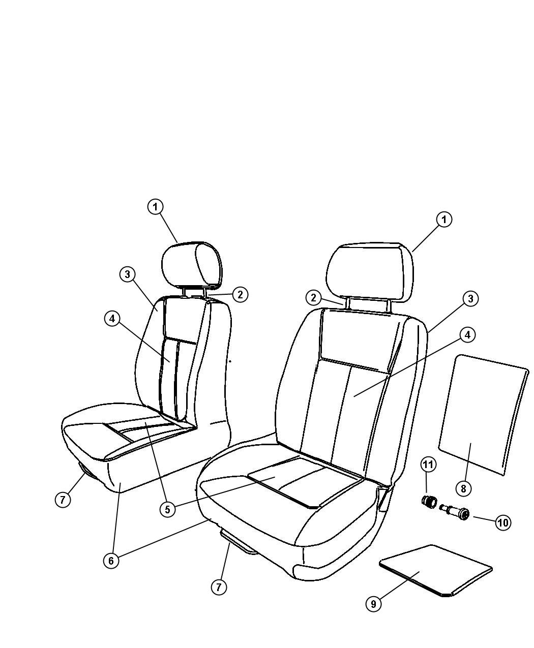 Diagram Front Seat - Bucket -Trim Code [A5]. for your Dodge