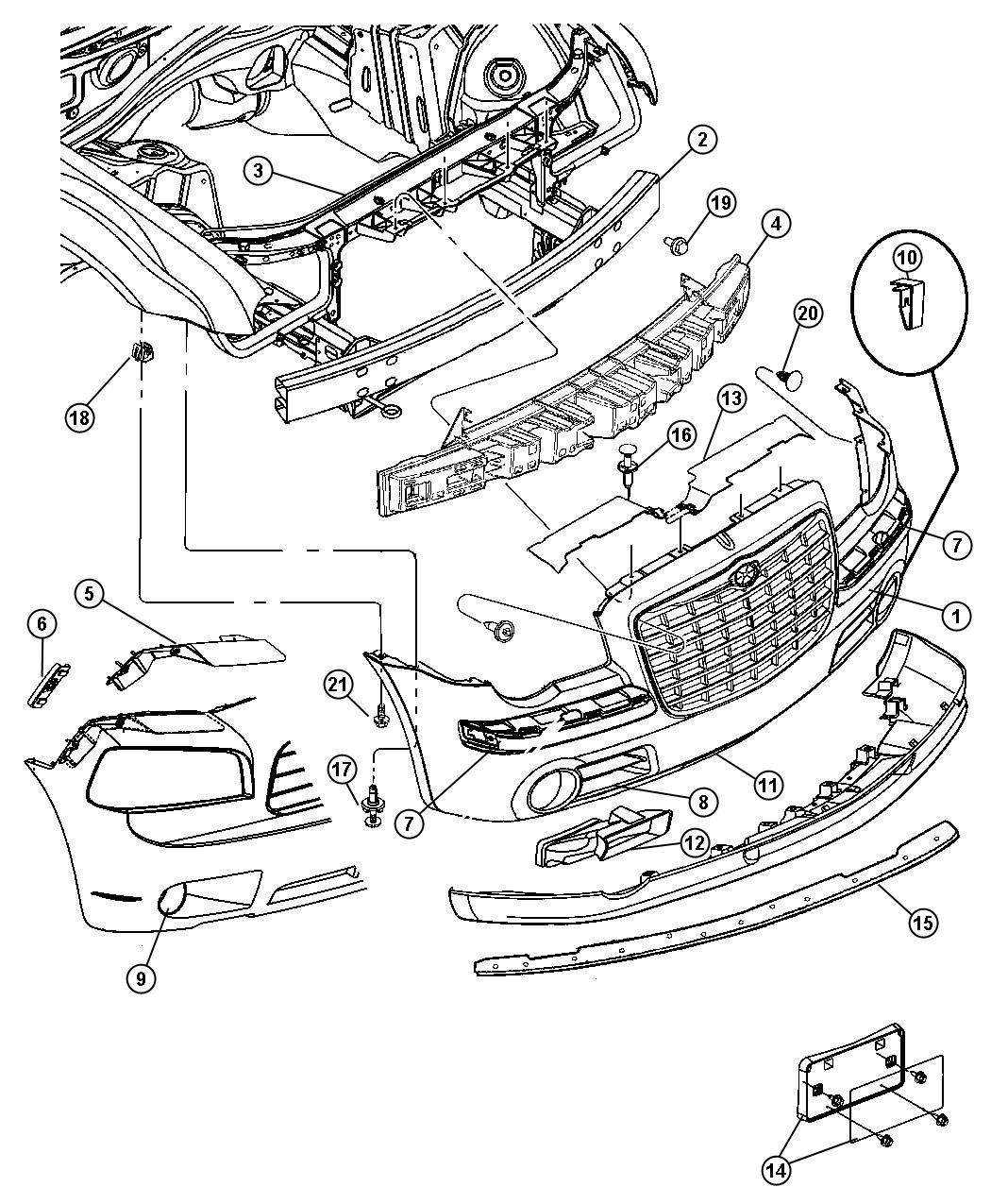 Diagram Fascia, Front. for your 2016 Dodge Charger   