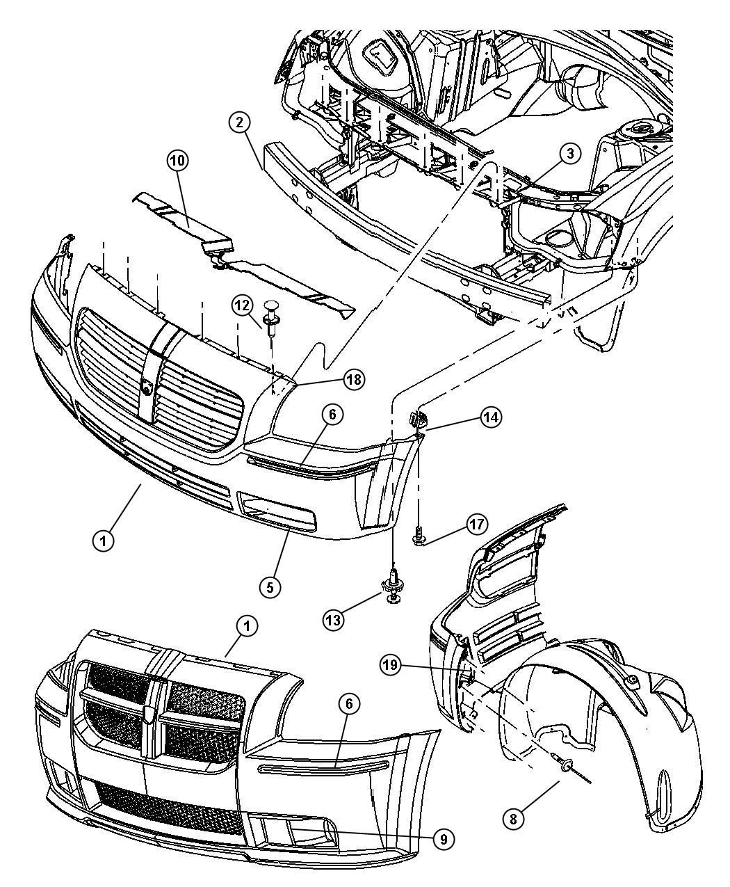 Diagram Fascia, Front. for your 2018 Dodge Charger   