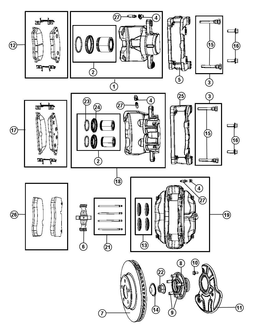 Diagram Brakes, Front, RWD [Anti-Lock 4-Wheel Disc Brakes] [BRD]. for your Dodge Magnum  