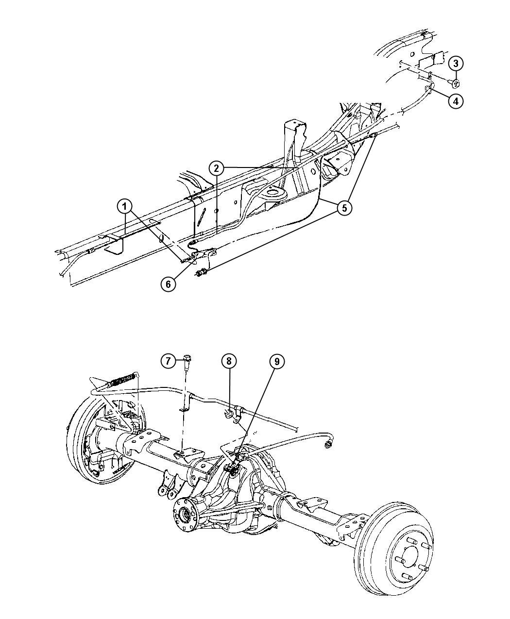 Diagram Park Brake Cables, Rear. for your 2008 Dodge Dakota   