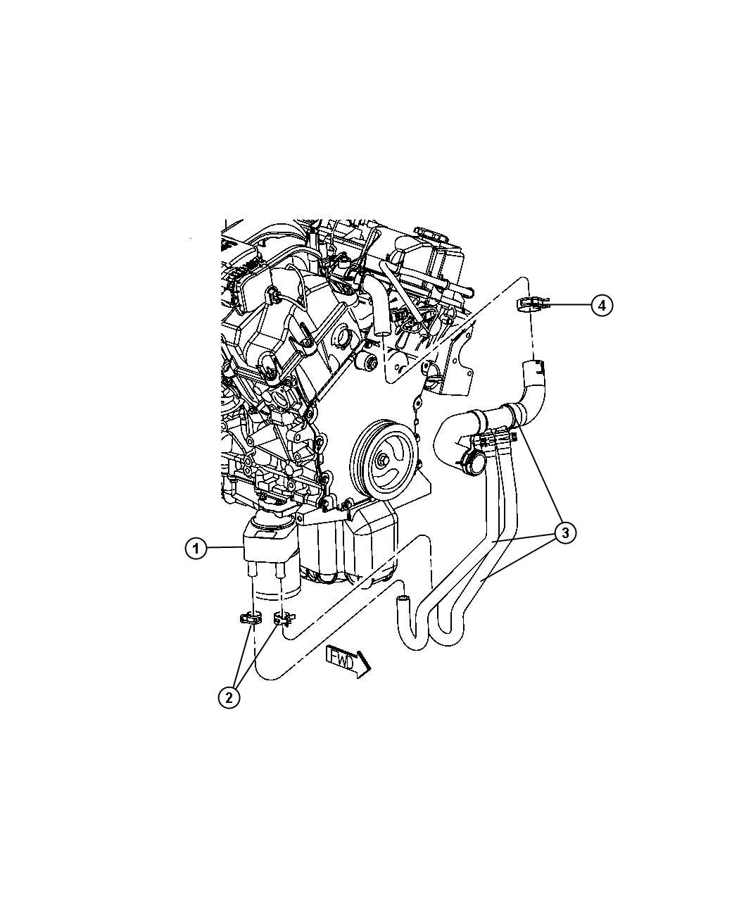 Diagram Engine Oil Cooler And Hoses/Tubes 2.7L [2.7L V6 DOHC 24 Valve MPI Engine]. for your 2014 Dodge Journey  R/T RALLYE 