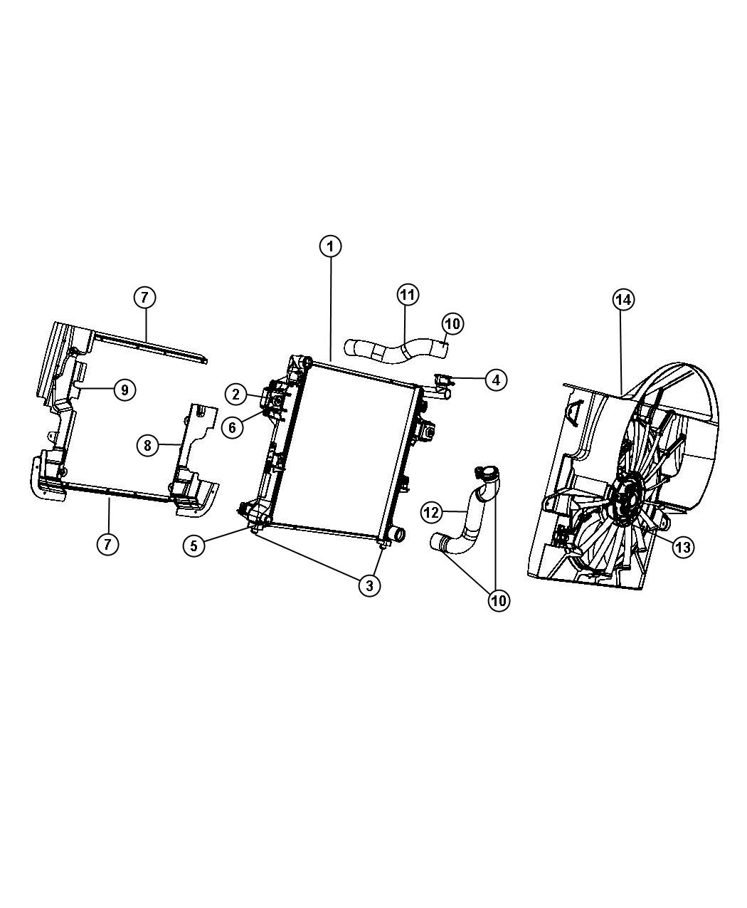 Diagram Radiator and Related Parts 5.7L [5.7L Hemi Multi Displacement Engine]. for your Chrysler 300  M