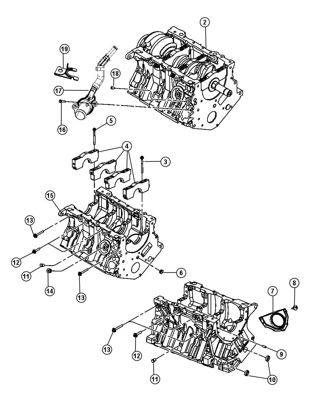 Diagram Engine Cylinder Block And Hardware 3.5L [3.5L High Output V6 24V MPI Engine]. for your 1999 Chrysler 300  M 