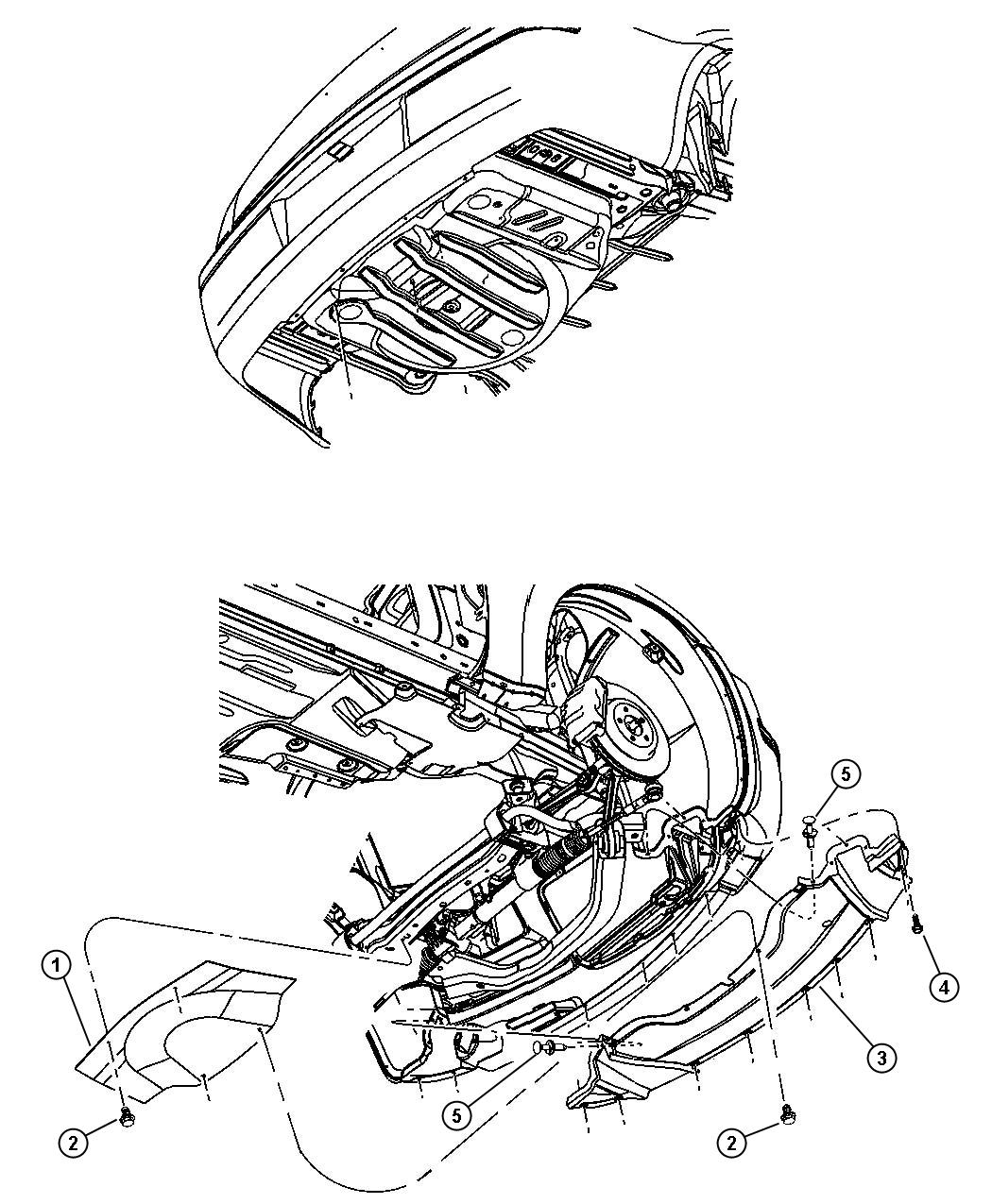 Diagram Underbody Shields and Skidplates. for your 2008 Chrysler 300   