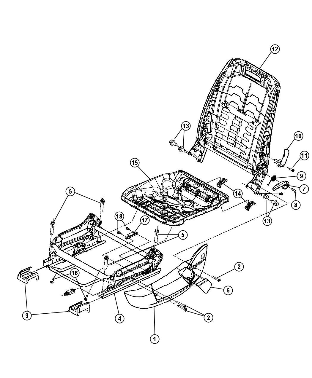 Diagram Adjusters , Recliners and Shields - Driver Seat - Manual. for your Chrysler 300  M