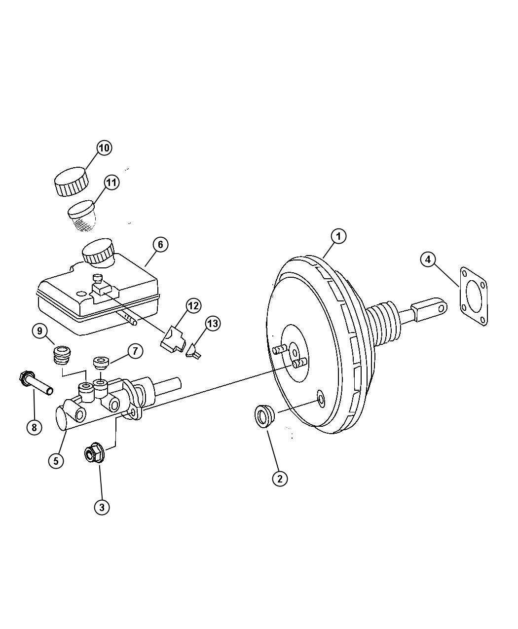 Diagram Booster,Vacuum Power Brake,FWD/RWD/AWD. for your 2004 Chrysler 300  M 