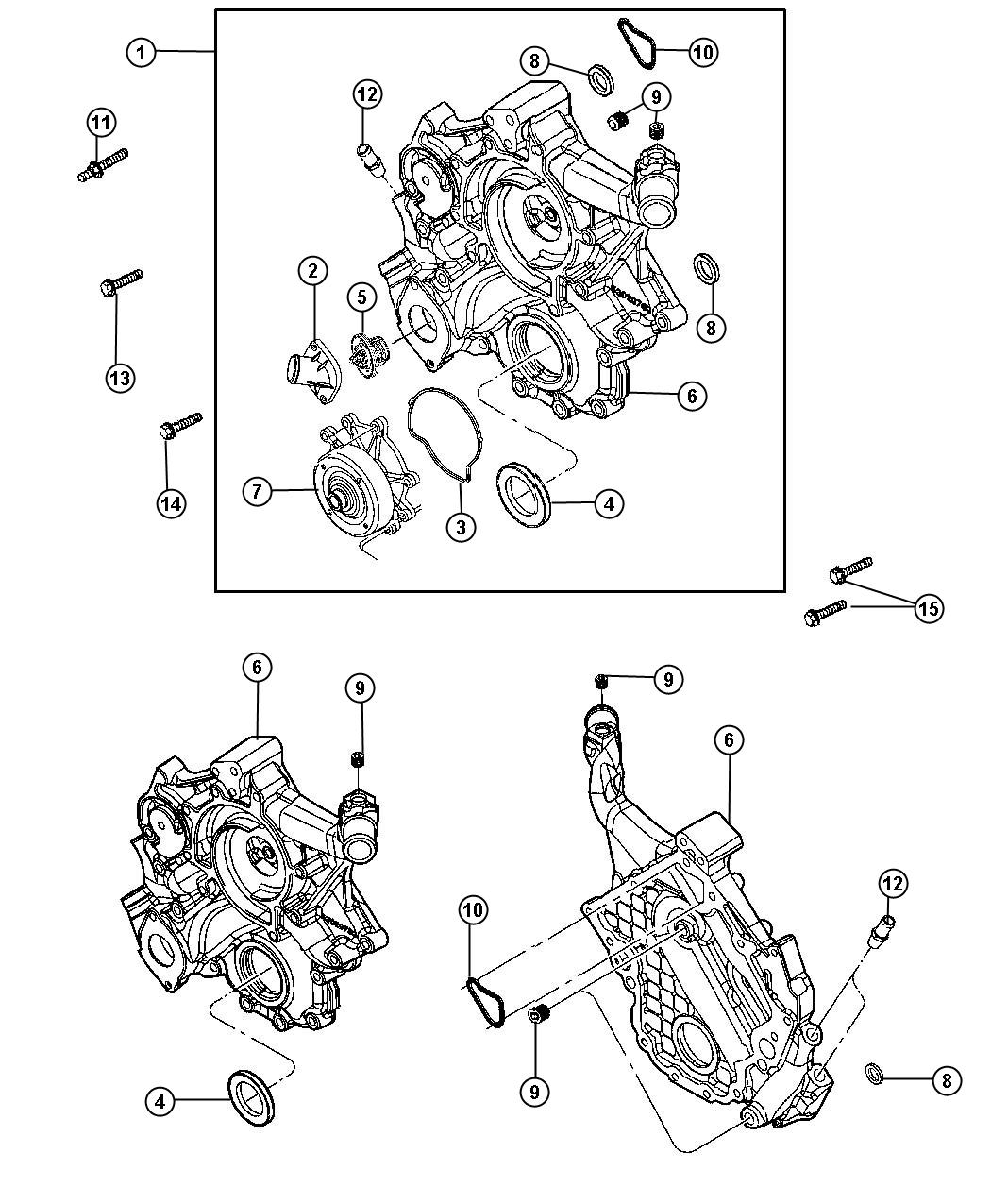 Diagram Timing Case Cover 4.7L [4.7L V8 Engine]. for your 2005 Jeep Liberty   