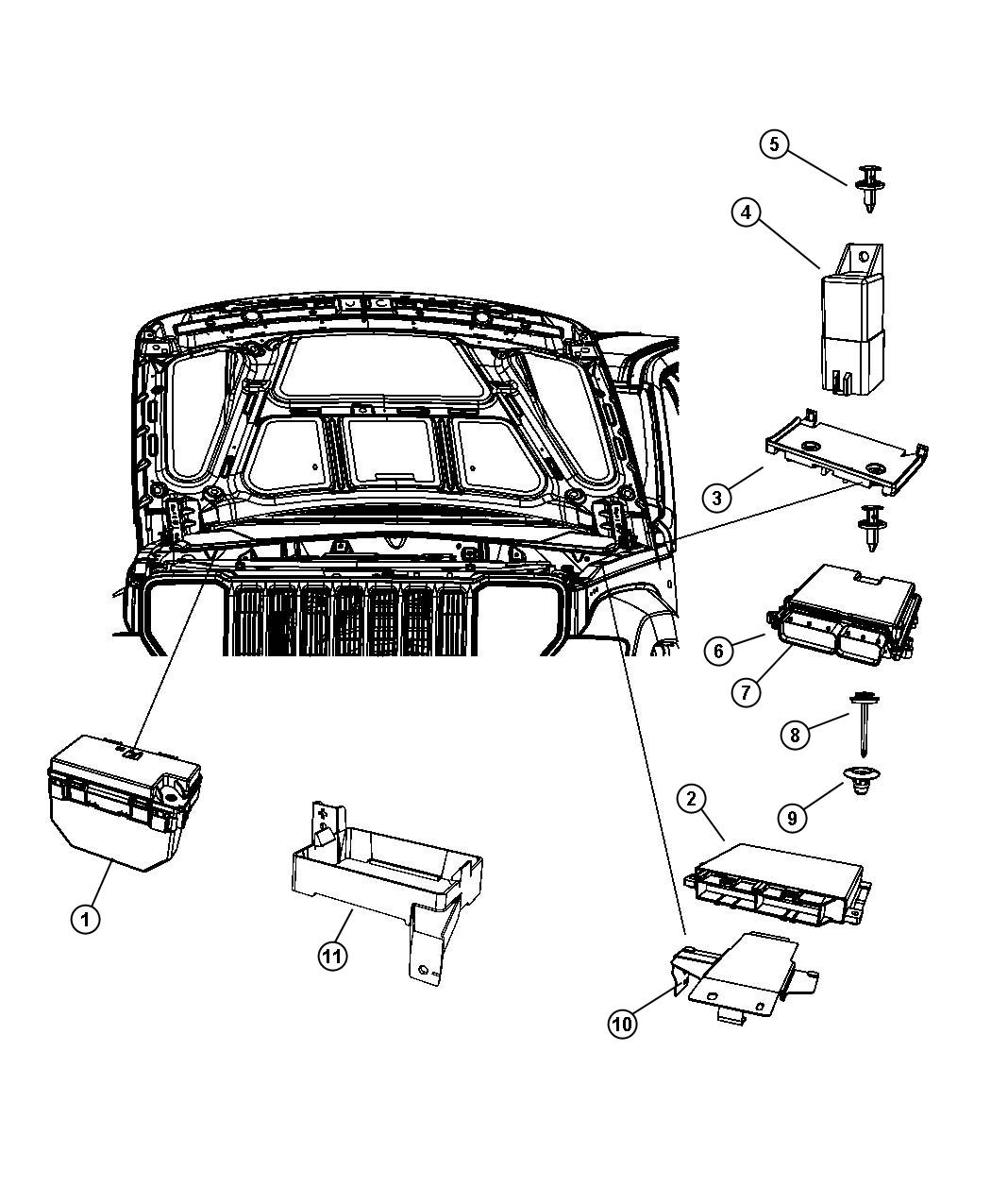 Diagram Modules Engine Compartment. for your Jeep