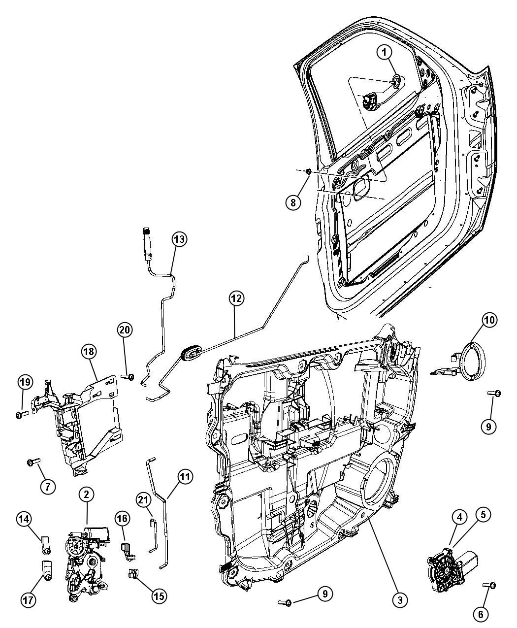 Diagram Door,Front, Lock and Control. for your 2004 Jeep Wrangler   