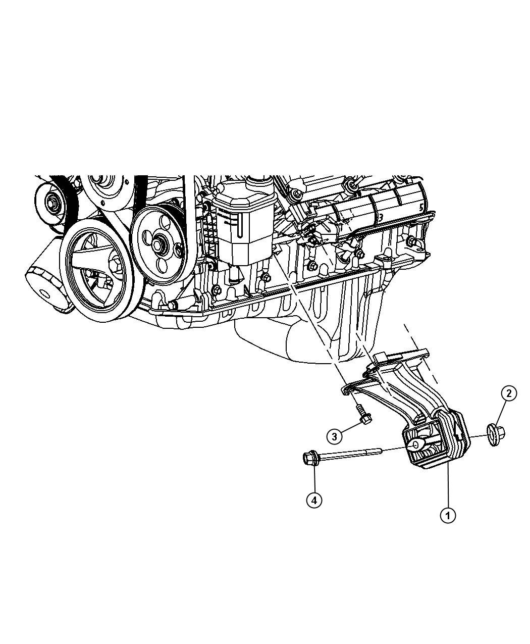 Diagram Engine Mounting Left Side AWD/4WD 5.7L [5.7L Hemi Multi Displacement Engine]. for your 2003 Chrysler 300  M 