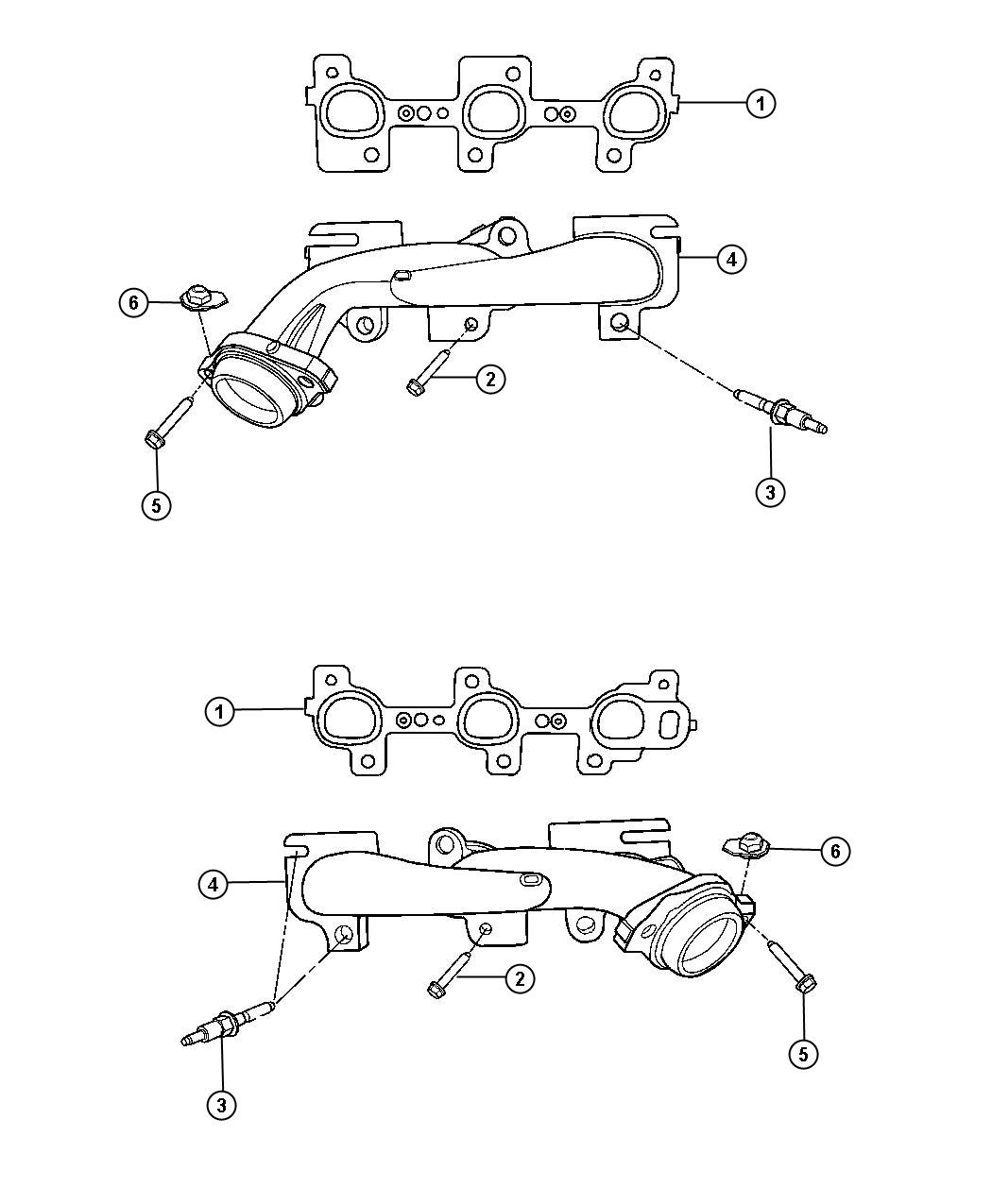 Diagram Exhaust Manifolds 3.7L [3.7L V6 Engine]. for your 2023 Jeep Grand Cherokee LAREDO  