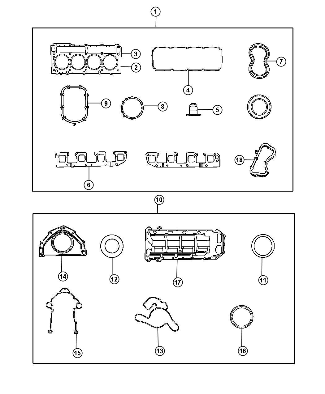 Diagram Engine Gasket Packages 5.7L [5.7L Hemi Multi Displacement Engine]. for your 2004 Chrysler 300  M 