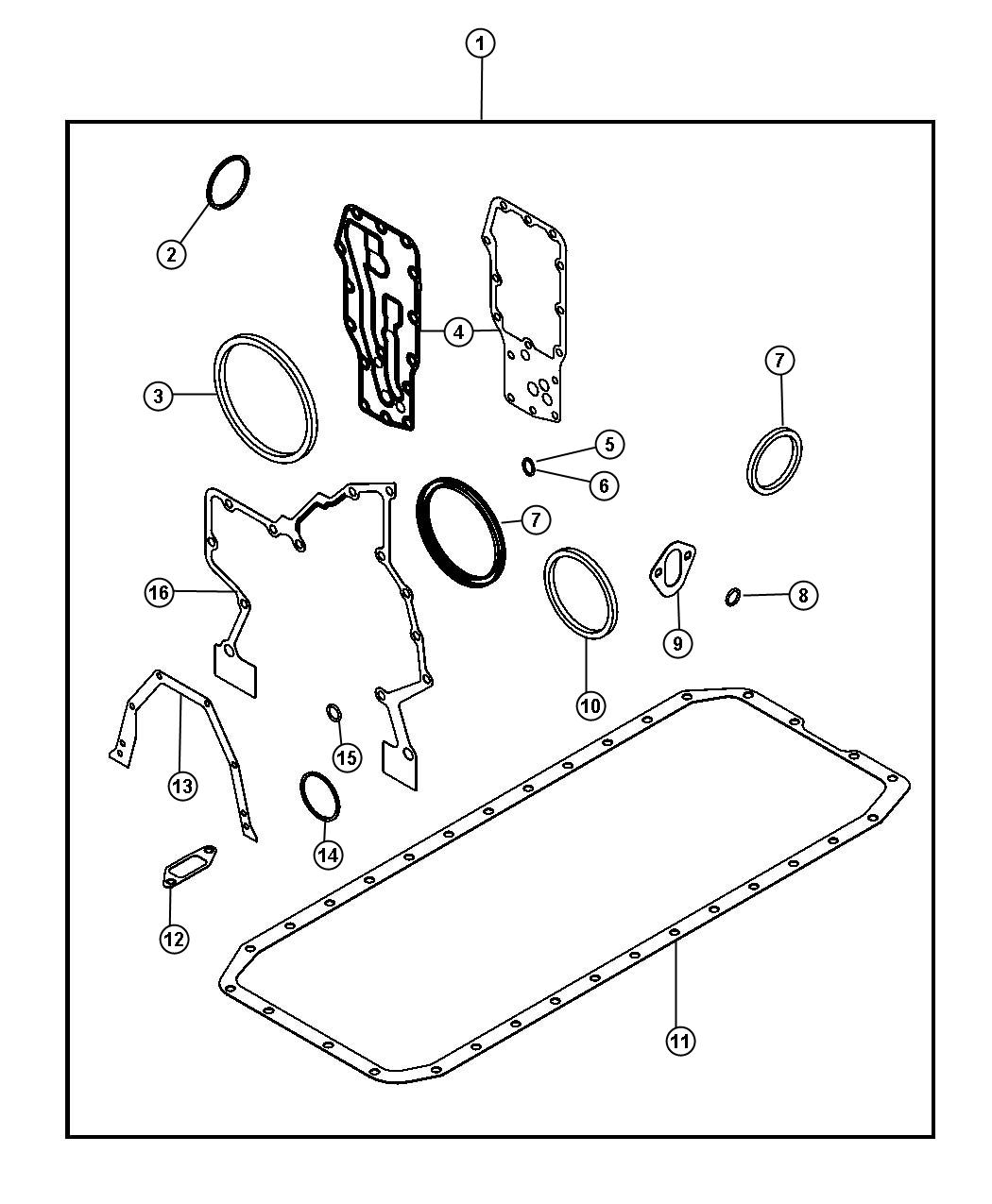 Diagram Lower Engine Gasket Package 6.7L Diesel [6.7L Cummins Turbo Diesel Engine]. for your 2013 Dodge