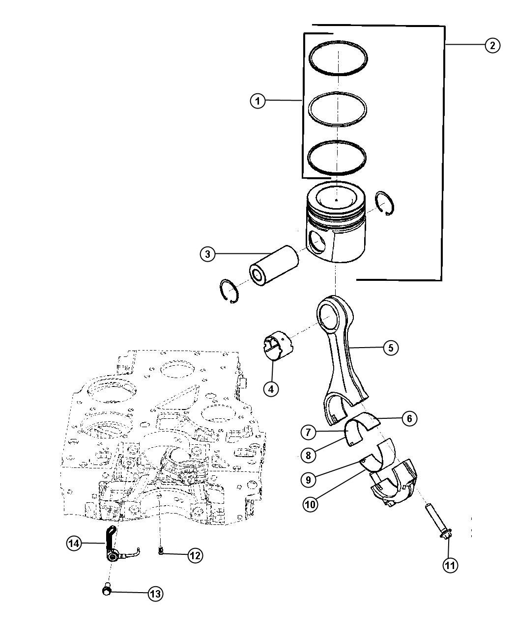 Diagram Pistons, Piston Rings, Connecting Rods And Bearings 6.7L Diesel [6.7L I6 CUMMINS TURBO DIESEL ENGINE]. for your Dodge Ram 5500  