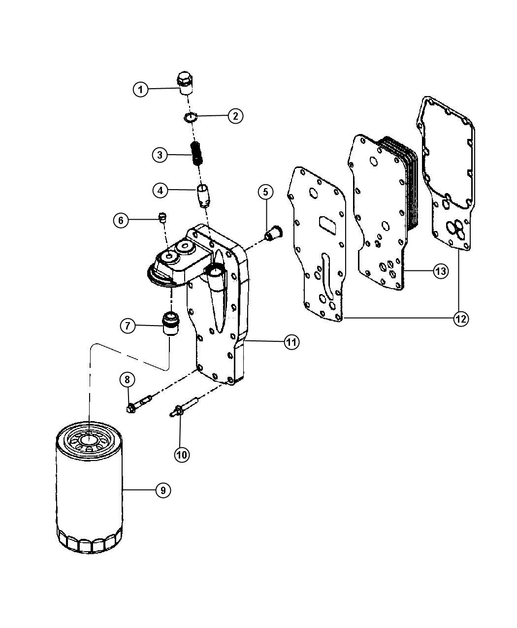 Diagram Engine Oil Cooler And Oil Filter 6.7L Diesel [6.7L I6 CUMMINS TURBO DIESEL ENGINE]. for your Dodge Ram 5500  