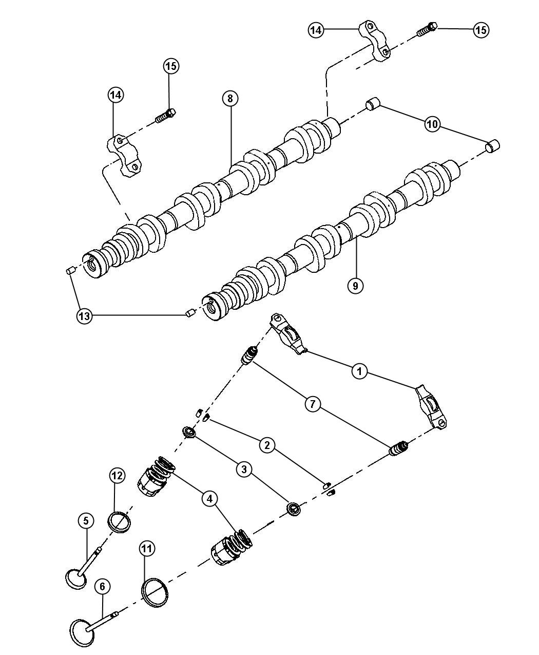 Diagram Camshafts And Valvetrain 4.7L [4.7L V8 Engine]. for your Jeep