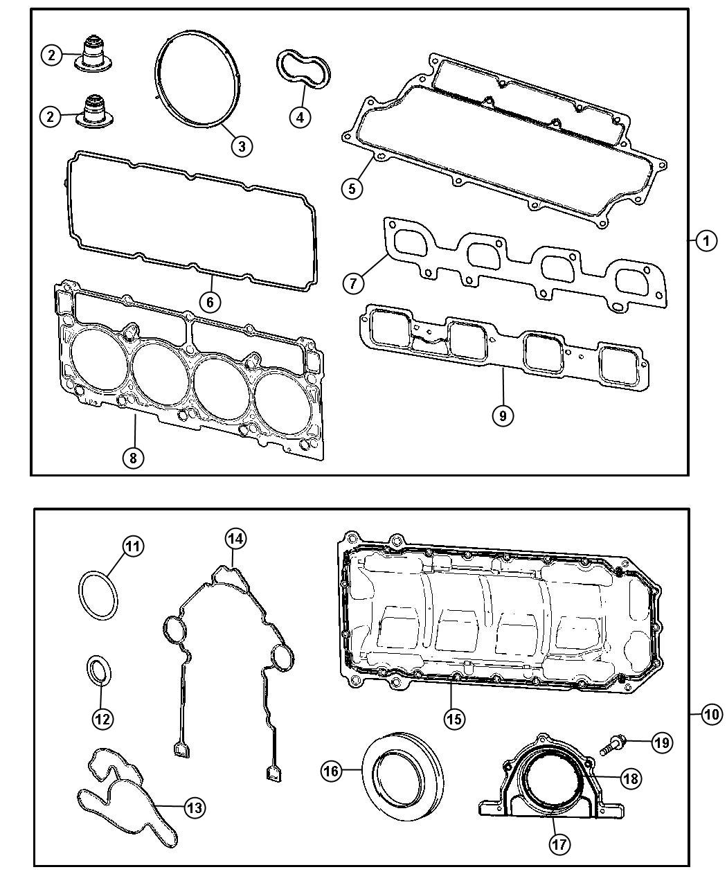 Diagram Engine Gasket Packages 6.1L [6.1L SRT HEMI SMPI V8 Engine]. for your Jeep Grand Cherokee  