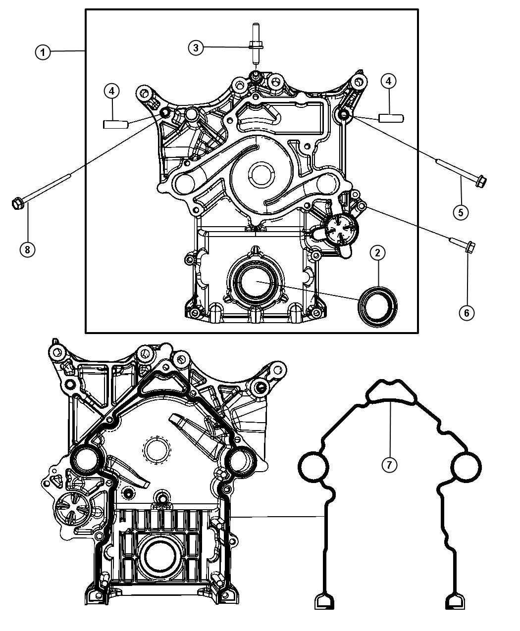 Diagram Timing Case Cover 6.1L [6.1L SRT HEMI SMPI V8 Engine]. for your Jeep Grand Cherokee  