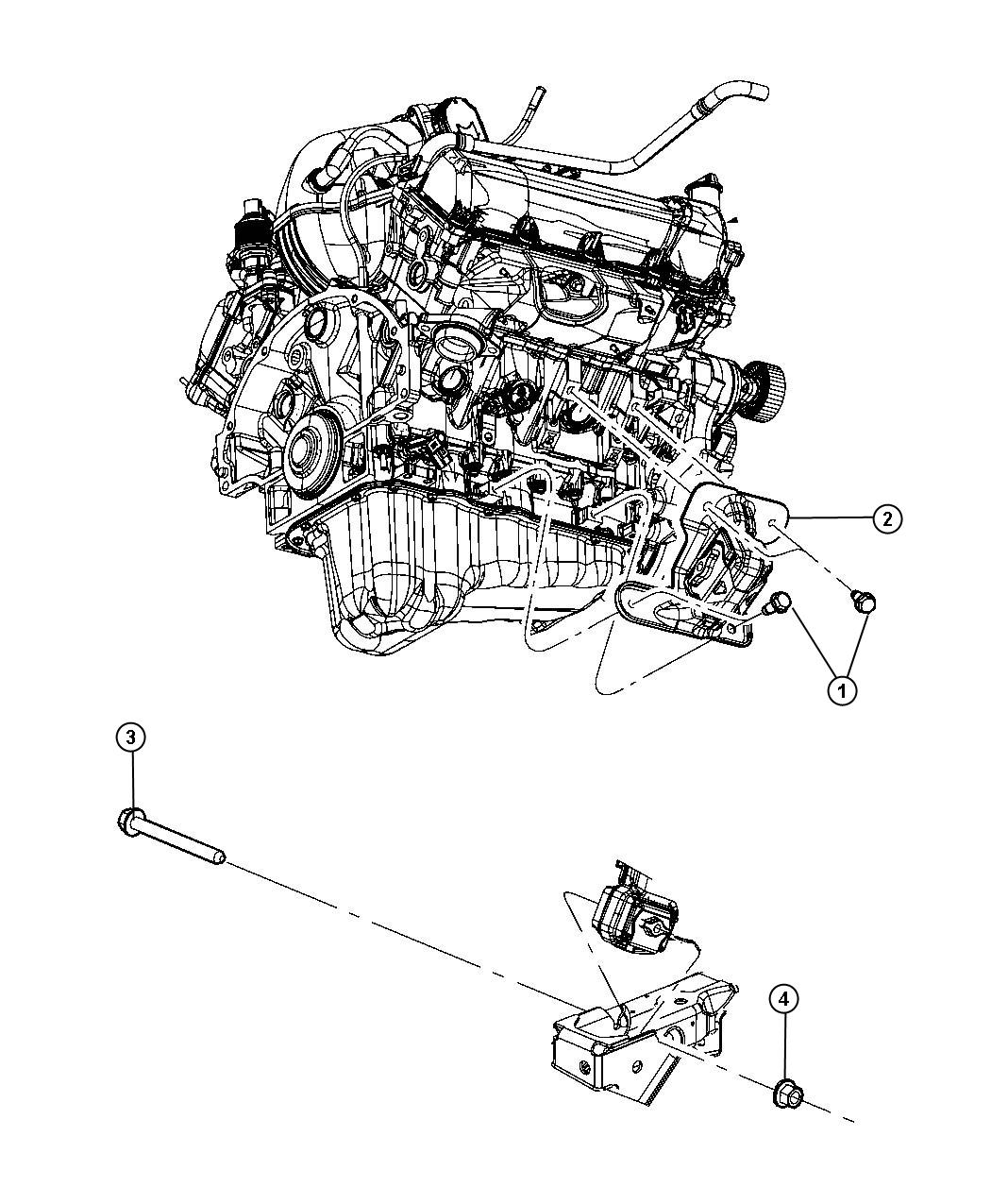 Diagram Engine Mounting Right Side AWD/4WD 3.7L [3.7L V6 Engine]. for your 2000 Chrysler 300  M 