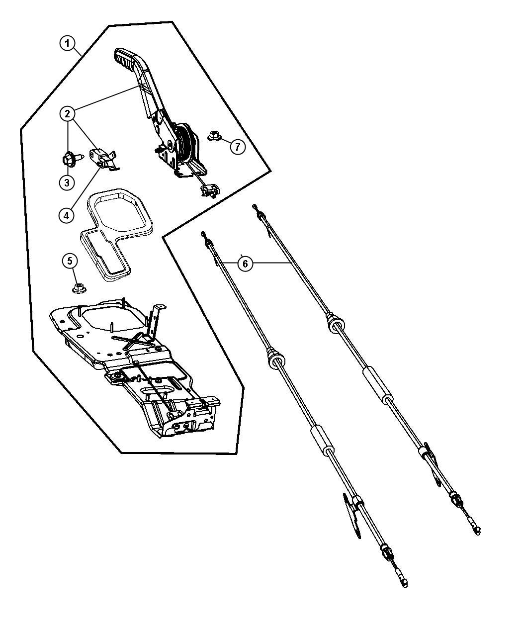 Diagram Park Brake Lever Assembly and Cable. for your Jeep Liberty  