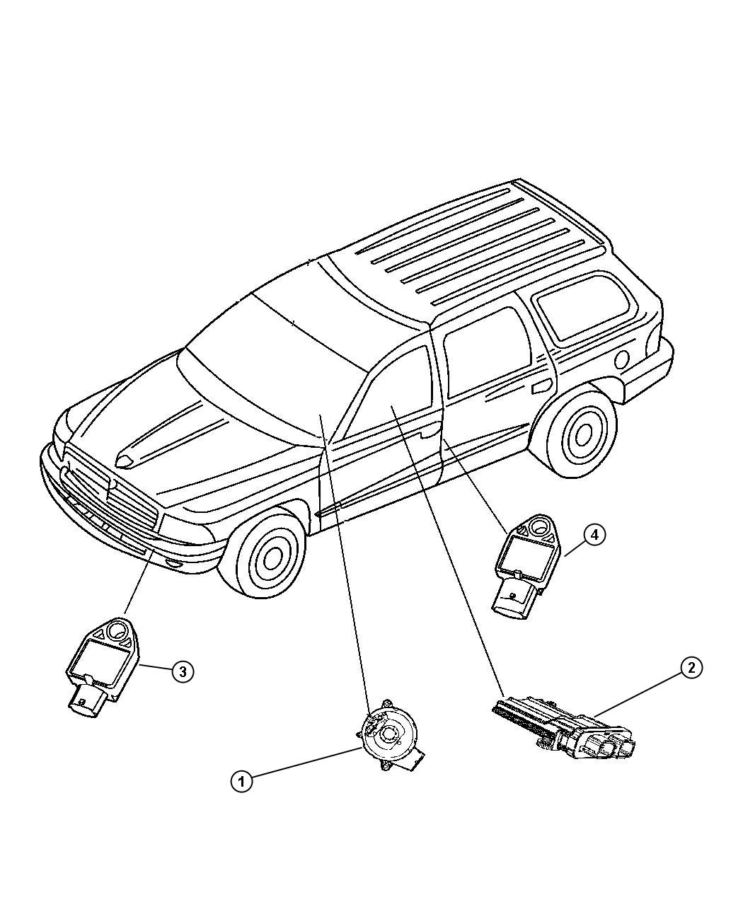 Air Bag Modules, Impact Sensors and Clock Spring. Diagram