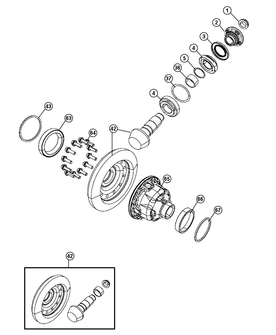 Diagram Differential Assembly, Front. for your 2001 Chrysler 300  M 